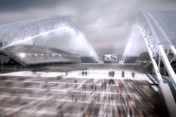 Sochi Olympic Stadium entrance rendering. Image courtesy of populous.com